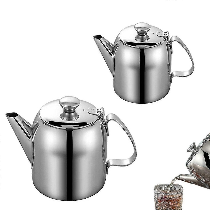 Ceainic din otel inoxidabil, 20oz, argintiu, 12x8.8cm