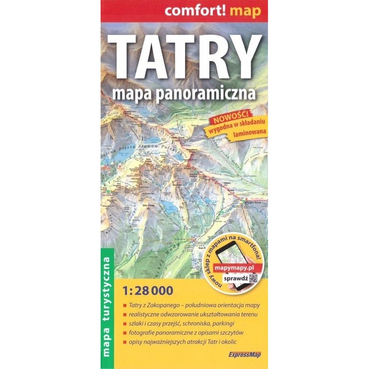 Tatry 1:28 000, panoramica, laminata