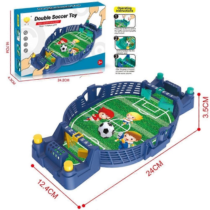Masa de fotbal, verde-albastru, set cu 1 minge, material plastic
