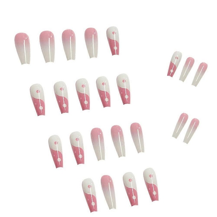Unghii false acrilice roz, 24 bucati