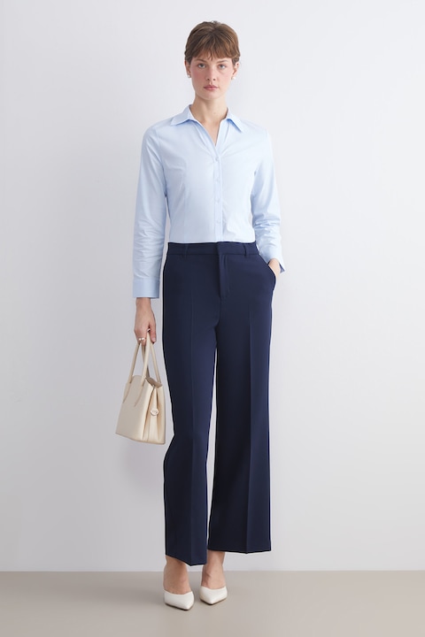 LC WAIKIKI, Pantaloni crop cu croiala ampla si detalii cu pensa, Bej deschis, XS