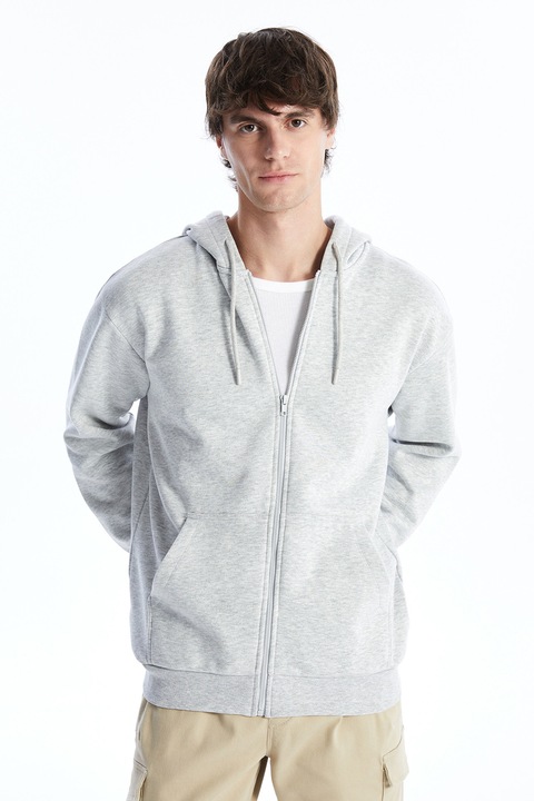 LC WAIKIKI, Hanorac cu fermoar si buzunare oblice, Gri melange