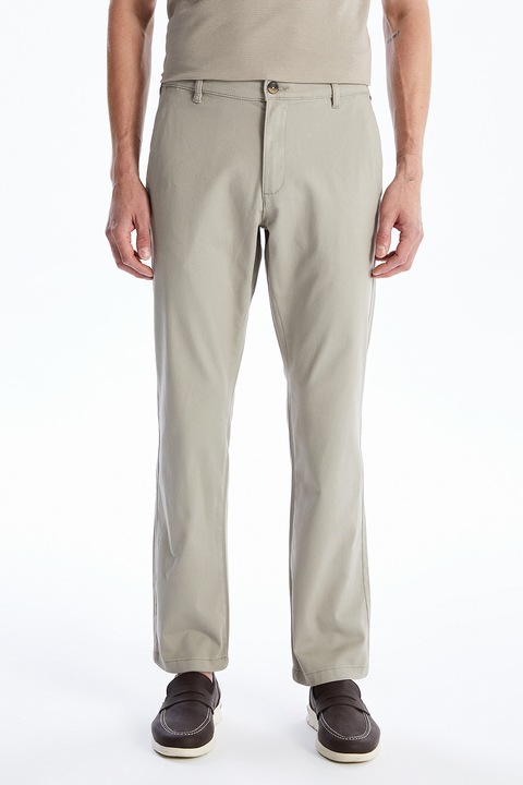 LC WAIKIKI, Pantaloni chino regular fit cu talie medie, Gri deschis