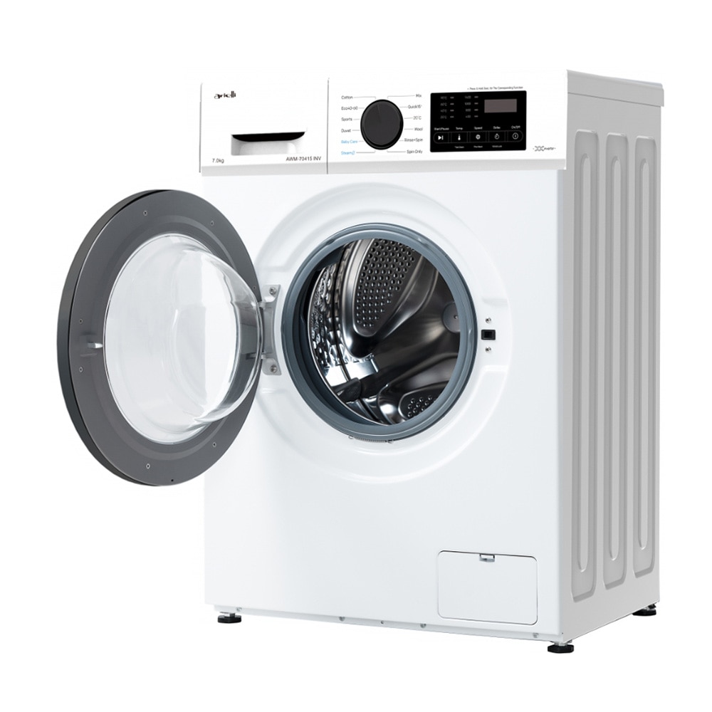 Masina de spalat rufe Arielli AWM-70415 INV, Motor inverter, Program Steam, Afisaj LED, Start intarziat, 7 kg, 1400 rpm, Clasa A, Alba
