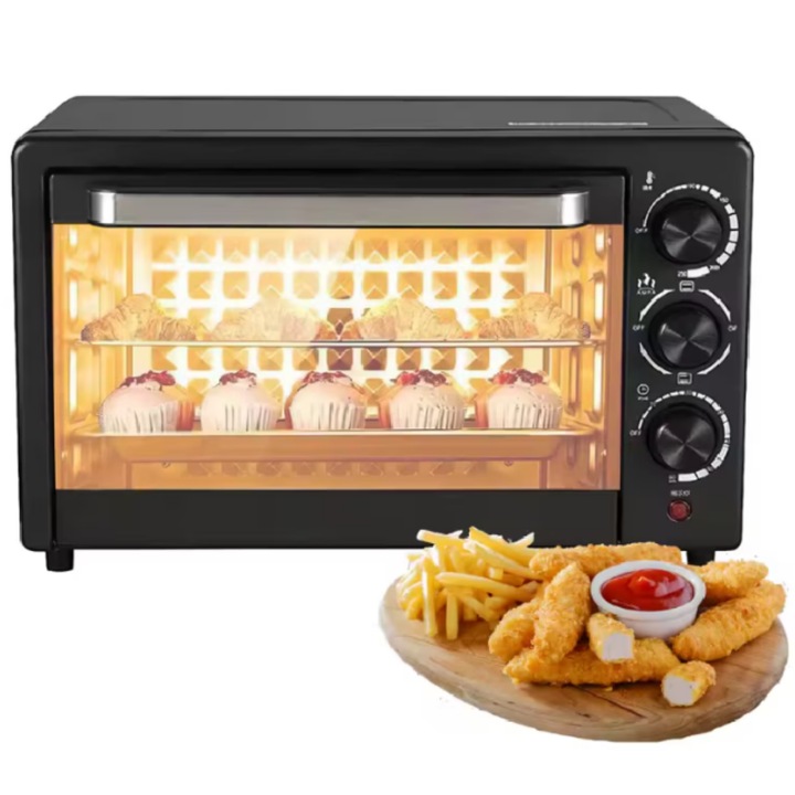 Cuptor electric SDEPOT®, capacitate 48L, ideal pentru gatit acasa Pizza, Clatite, Patiserie, Fripturi, Prajituri, Paine si Toast, alimentare 220v, negru