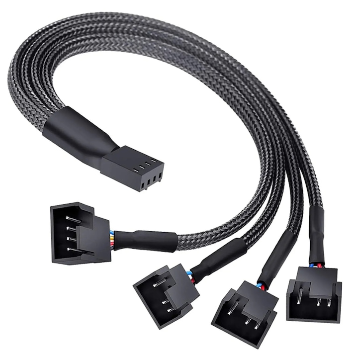 Cablu splitter 1stPlayer PWM 4 pini pentru 4 ventilatoare carcasa si CPU cooler