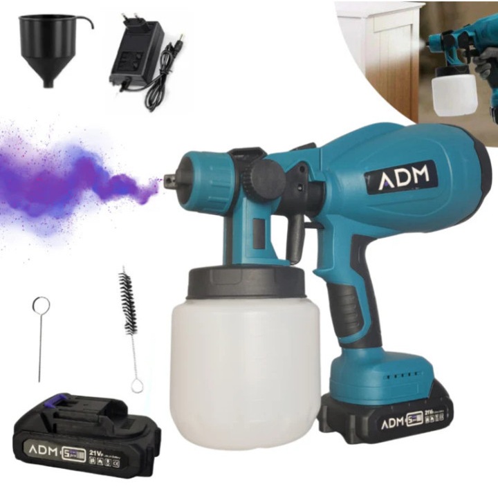 Pistol portabil de vopsit cu 2x acumulatori