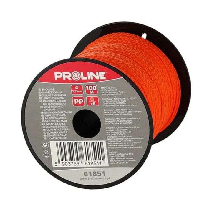 Fir zidărie Proline, polipropilenă, 1.7mm, portocaliu, 100m