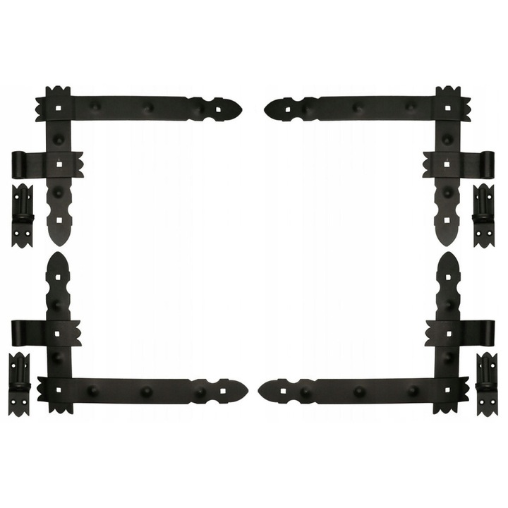 Set Balamale Pentru Usi, Feinz, Vopsite Electrostatic, Material Otel, Greutate 1.2 kg, Culoare Negru, Dimensiuni 310 x 410 x 450 x 50 x 4 mm, 4 Buc