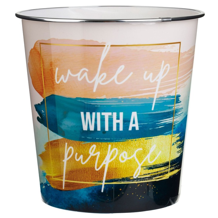 Cos de gunoi din plastic colorat cu mesaj pentru birou ø22x22cm - 5.7l