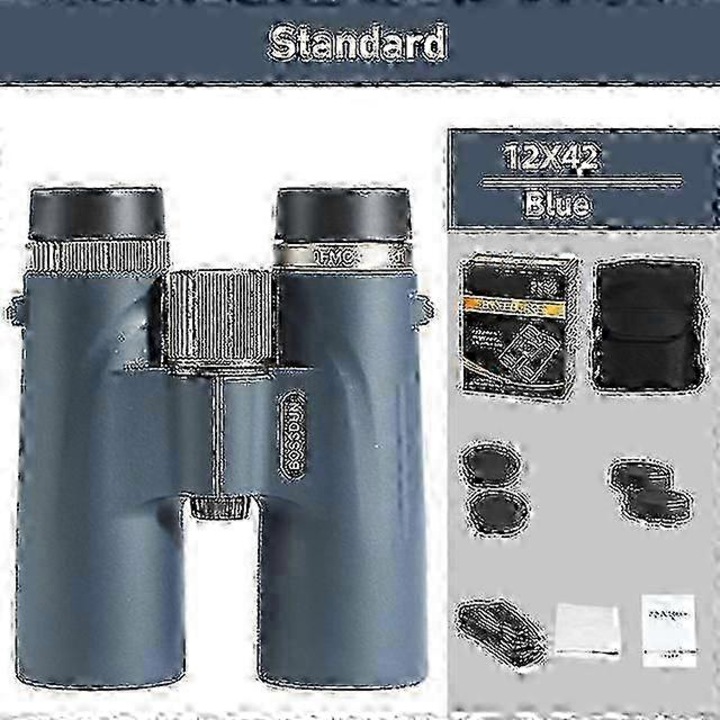 Бинокъл 12x42, Bak4, водоустойчив IPX7, черен, 145x125x53мм, комплект