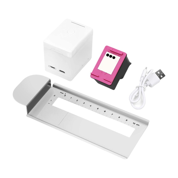 Imprimanta portabila pentru personalizarea alimentelor, USB reincarcabila, dimensiuni 4.5x5.5x5.9cm, culoare neagra