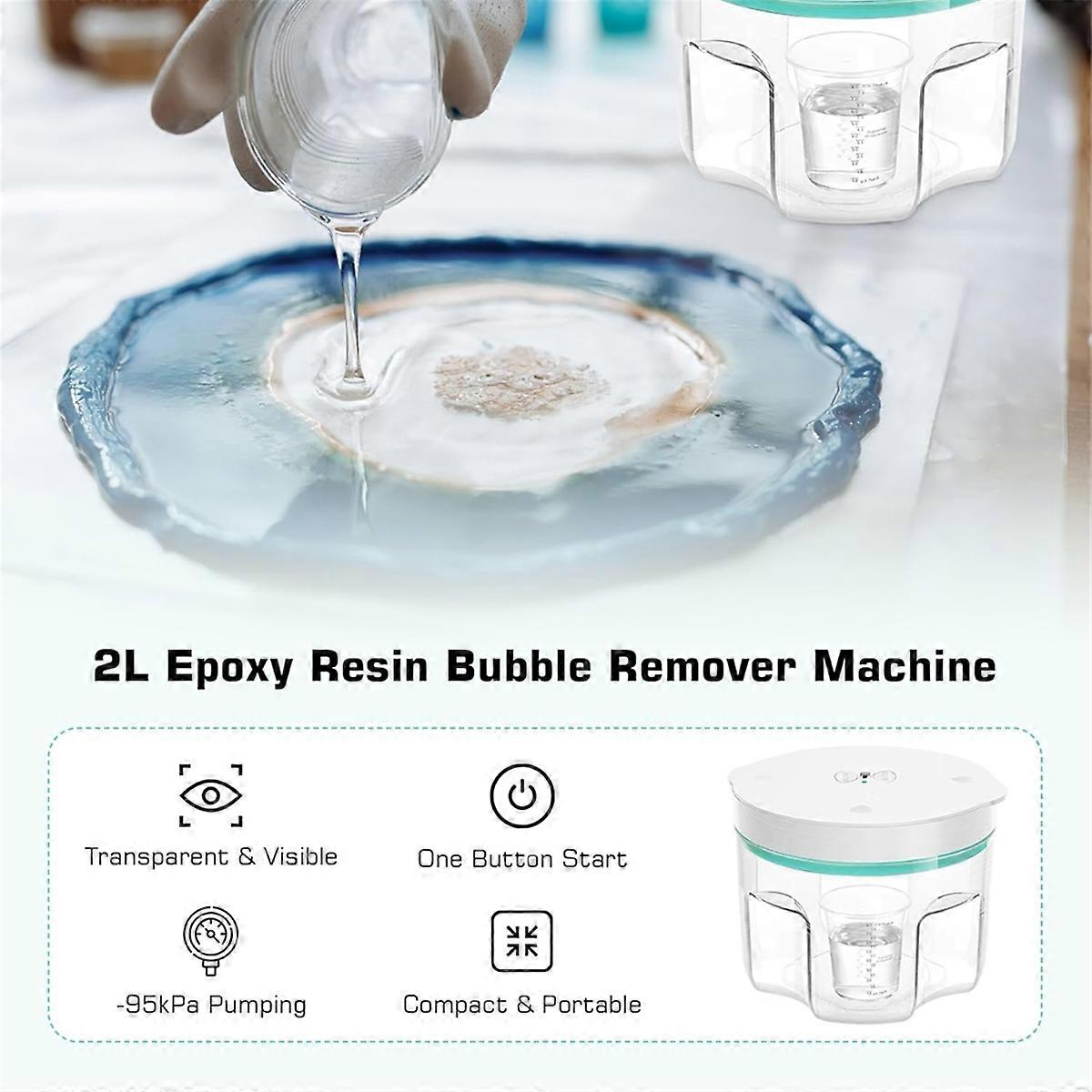 Aspirator de bule din rasina, 2L, 99% eliminare bule in 5 minute, alb si albastru, 20x20x16 cm, pentru diy
