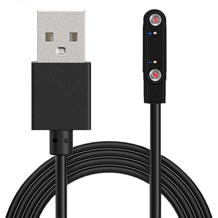 Cablu de incarcare magnetic pentru smartwatch, 2pin 4pin 5pin, 60cm, plastic cupru