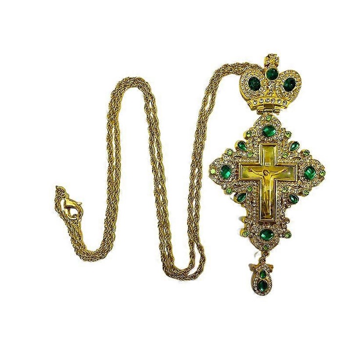 Pectoral ortodox grec pentru pectoral inalt, piatra verde, 7 inches