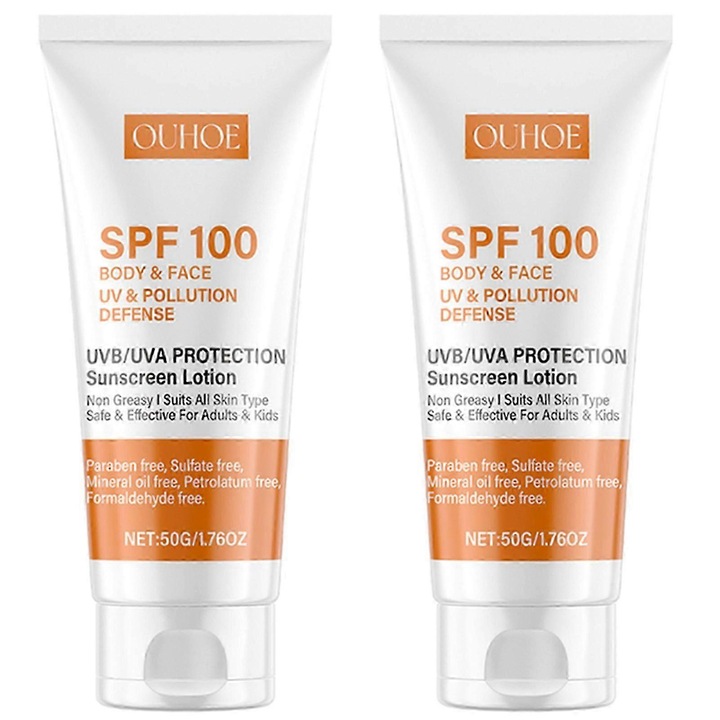 Crema de protectie solara Sun Block Defence SPF100, Ouhoe, 50g, pentru toate tipurile de piele, waterproof, usor de transportat