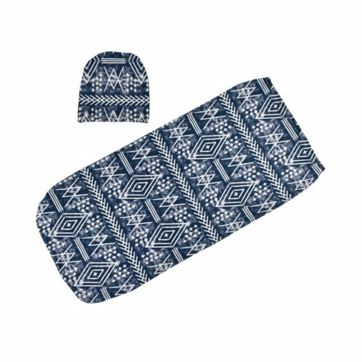 Sistem de infasat saculet SuperBaby, Model AL 21665 Forme geometrice, Pentru bebelusi, Baieti, 0-3 luni, Multicolor, 56-62 cm