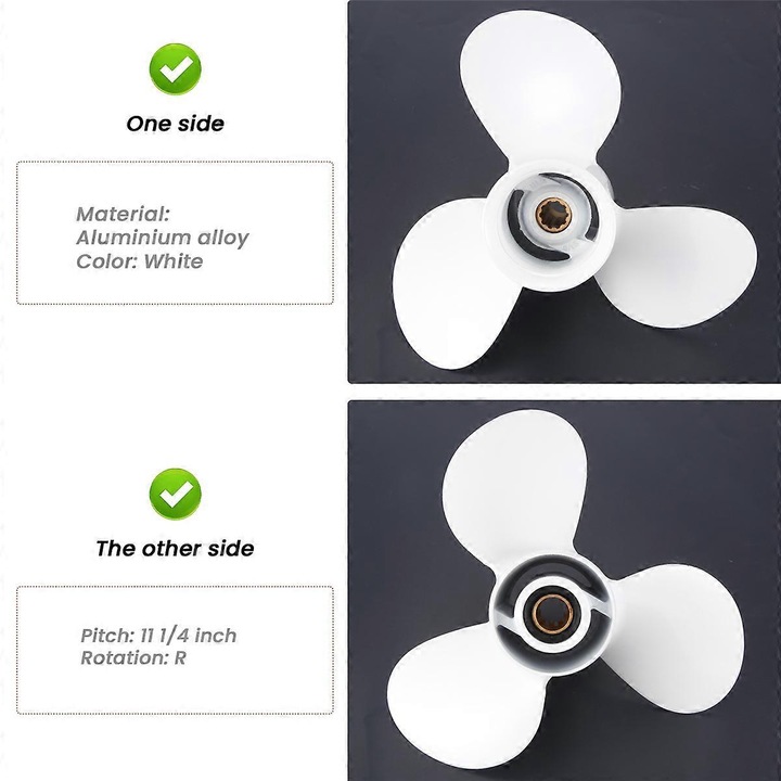 Перка от алуминиева сплав, 3 лопатки, 11 1/4 инча, 9 7/8 инча, бял