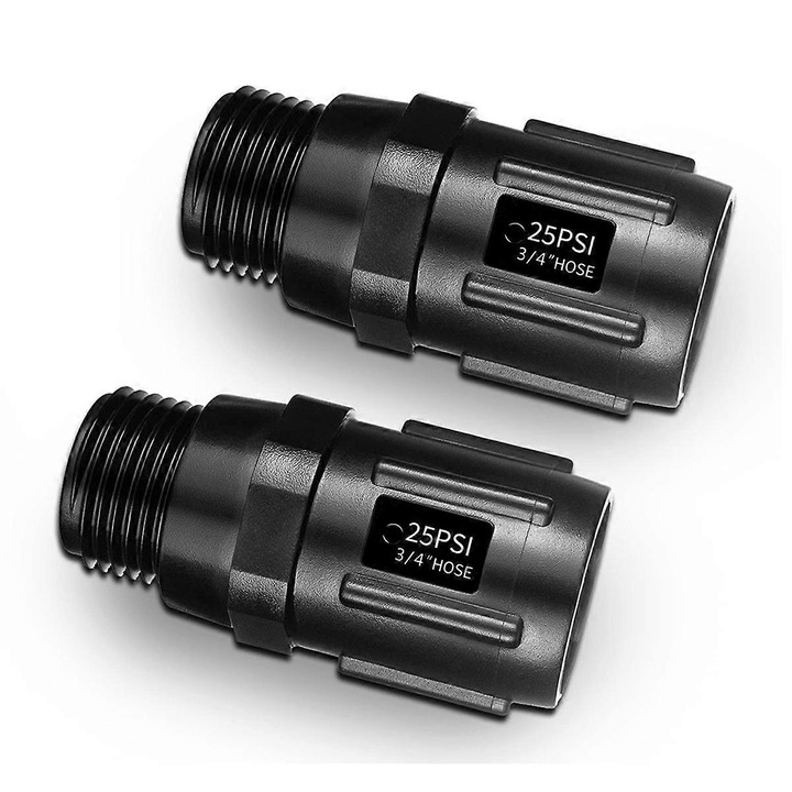 Nyomásszabályzó csepegtető öntözéshez, 25 psi, 3/4 hüvelyk, 2 darabos készlet, fekete, műanyag