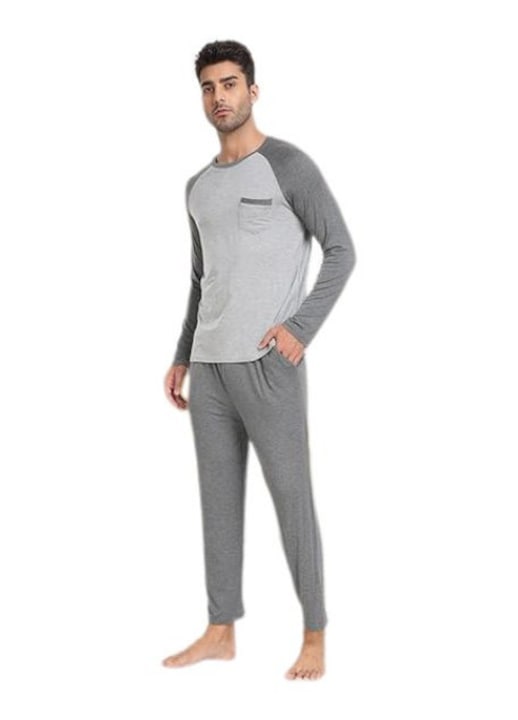 Szürke Pizsama, Felsőrész+Nadrág, rugalmas derék, puha anyag, férfi, XL