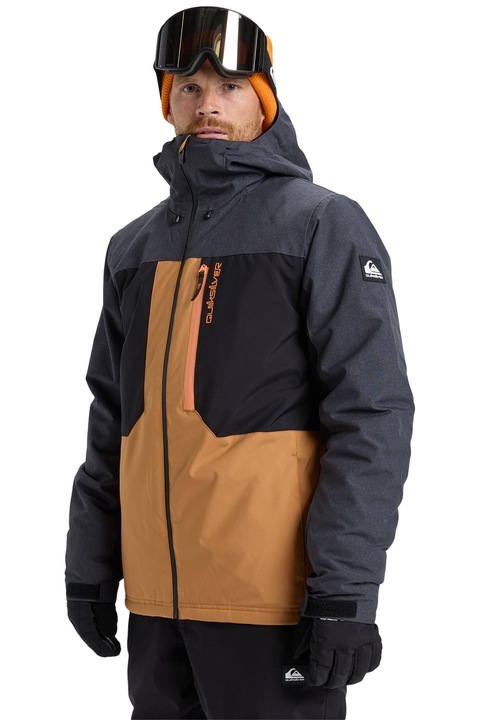 QUIKSILVER, Geaca cu gluga pentru ski Dawson, Negru/Portocaliu persan/Gri antracit