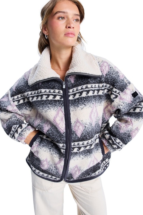 ROXY, Мъхесто зимно яке Feels Like Winter, Бял/Лилав/Тъмносин