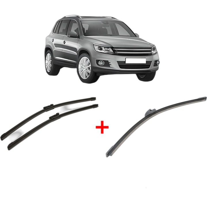 Set 3 stergatoare Volkswagen TIGUAN (5N_) din 2007 - 2018, pentru parbriz si luneta fata si spate auto, Bosch Aerotwin, din cauciuc siliconat rezistent, VW
