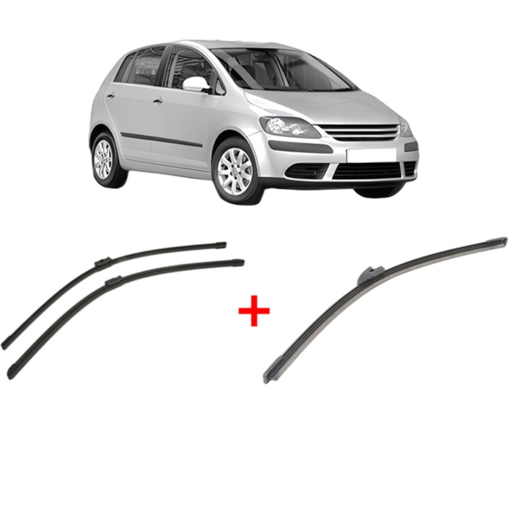 Set 3 stergatoare Volkswagen GOLF PLUS V (5M1, 521) din 2004 - 2013, pentru parbriz si luneta fata si spate auto, Bosch Aerotwin, din cauciuc siliconat rezistent, VW