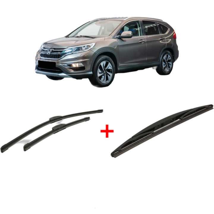 Set 3 stergatoare HONDA CR-V V (RW_, RT_) din 2016 - 2023, pentru parbriz si luneta fata si spate auto, Bosch Twin, din cauciuc siliconat rezistent, HONDA