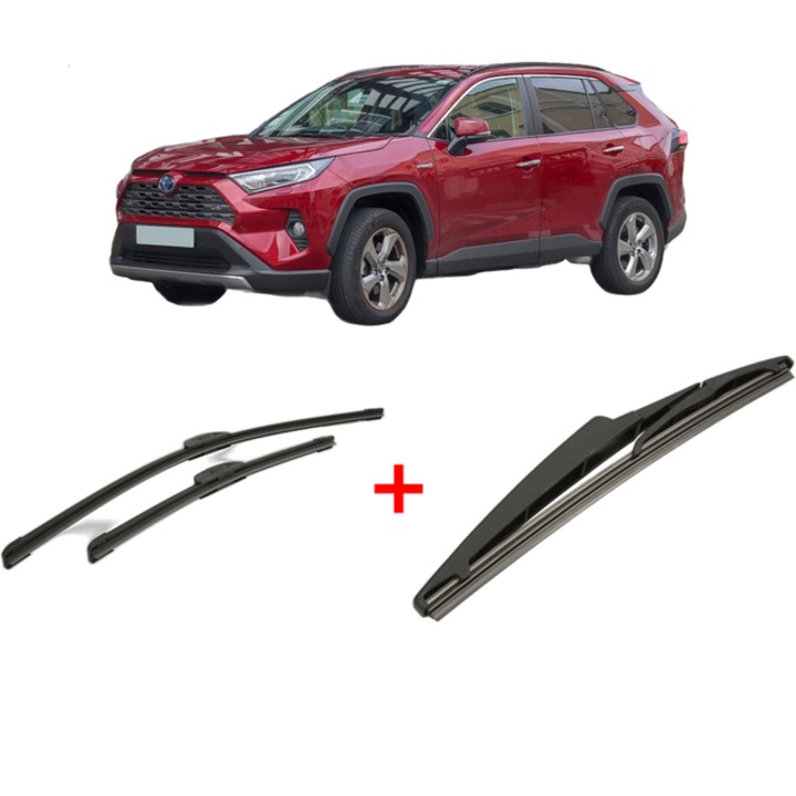 Set 3 stergatoare TOYOTA RAV 4 IV (_A4_) din 2012 - 2019, pentru parbriz si luneta fata si spate auto, Bosch Twin, din cauciuc siliconat rezistent, TOYOTA