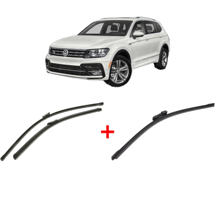 Set 3 stergatoare Volkswagen TIGUAN (AD1, AX1) din 2016 - 2024, pentru parbriz si luneta fata si spate auto, Bosch Aerotwin, din cauciuc siliconat rezistent, VW