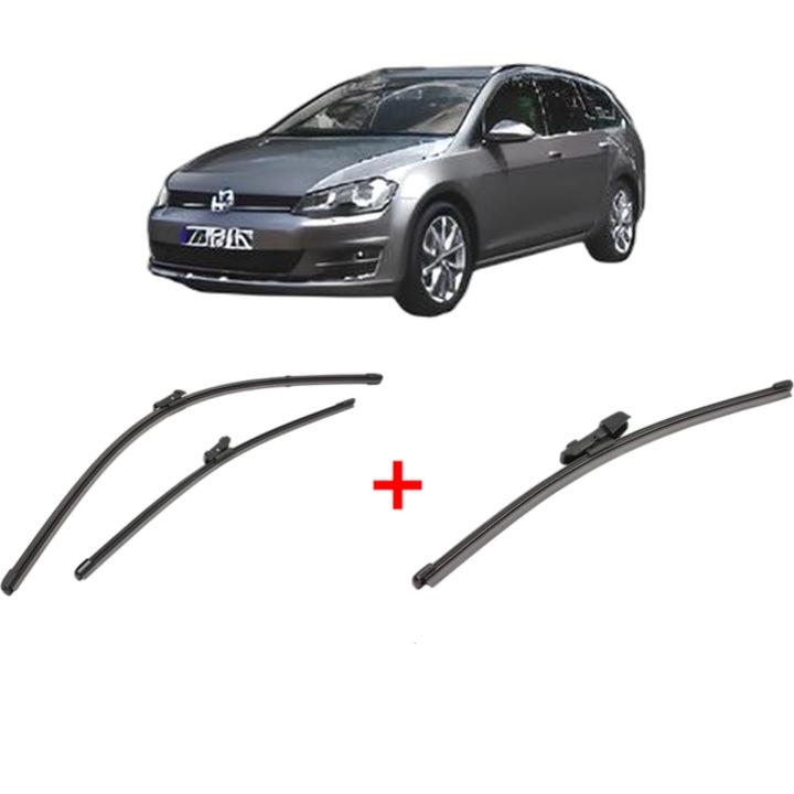 Set 3 stergatoare Volkswagen GOLF VAN VII Variant (BA5) din 2013 - 2017, pentru parbriz si luneta fata si spate auto, Valeo Silencio Xtrm, din cauciuc siliconat rezistent, VW