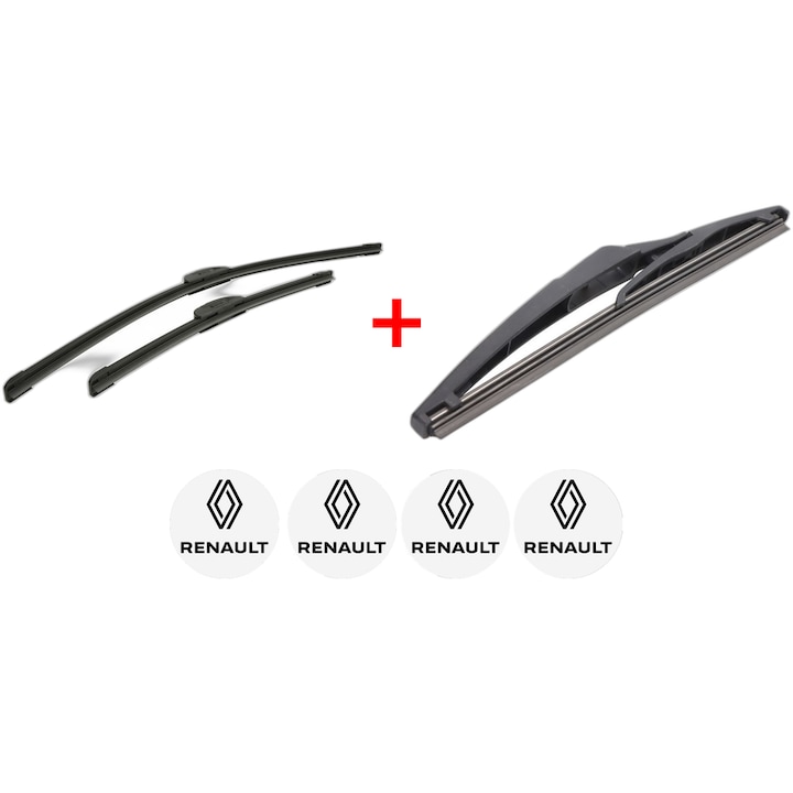 Set 3 stergătoare Bosch pentru RENAULT KADJAR 2015, cauciuc siliconat, compatible cu parbriz și lunetă, 650x400mm, 230mm