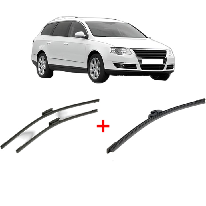 Set 3 stergatoare Volkswagen PASSAT B6 Variant (3C5) din 2005 - 2011, pentru parbriz si luneta fata si spate auto, Bosch Aerotwin, din cauciuc siliconat rezistent, VW