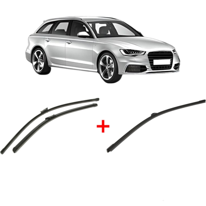 Set 3 stergatoare AUDI A6 C7 Avant (4G5, 4GD) din 2011 - 2018, pentru parbriz si luneta fata si spate auto, Bosch Aerotwin, din cauciuc siliconat rezistent, AUDI