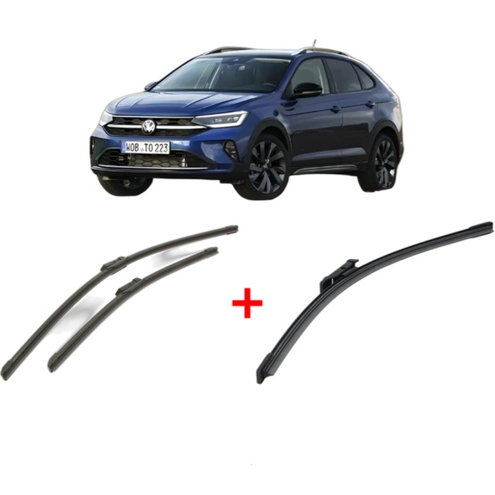 Set 3 stergatoare Volkswagen TAIGO (CS1) din 2021 - 2024, pentru parbriz si luneta fata si spate auto, Bosch Aerotwin, din cauciuc siliconat rezistent, VW