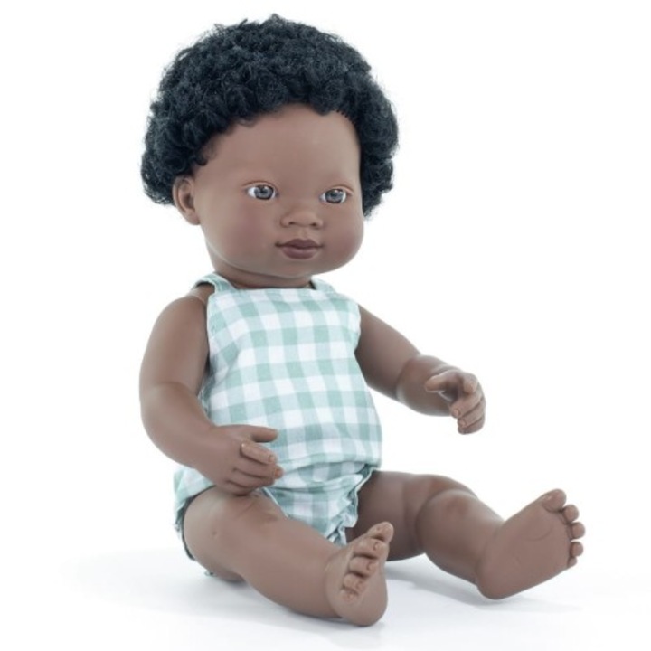 Papusa baiat african de 38 cm, Miniland Prietenii si Eu 33205