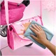 Set Carucior de papusi pentru copii, Malplay, pliabil, cu landou, roti mari din spuma, dimensiune 58 x 35.5 x 57 cm, si Geanta de umar inclusa, Pink Unicorn