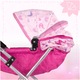 Set Carucior de papusi pentru copii, Malplay, pliabil, cu landou, roti mari din spuma, dimensiune 58 x 35.5 x 57 cm, si Geanta de umar inclusa, Pink Unicorn
