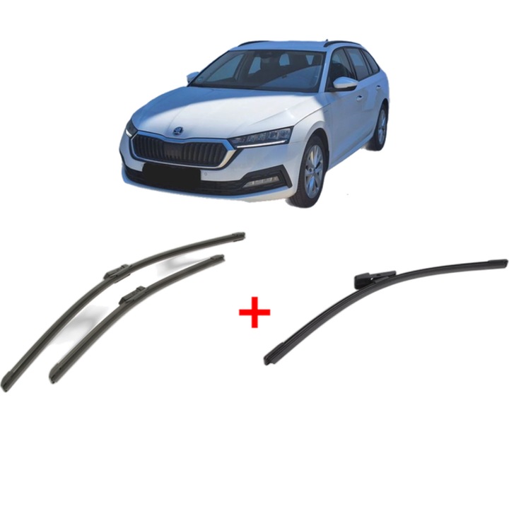 Set 3 stergatoare SKODA OCTAVIA IV Combi (NX5, PV5) din 2019, pentru parbriz si luneta fata si spate auto, Bosch Aerotwin, din cauciuc siliconat rezistent, SKODA