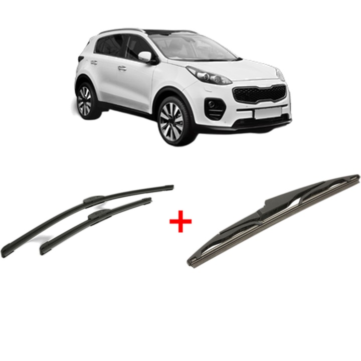 Set 3 stergatoare KIA SPORTAGE IV (QL, QLE) din 2015 - 2022, pentru parbriz si luneta fata si spate auto, Bosch Twin, din cauciuc siliconat rezistent, KIA
