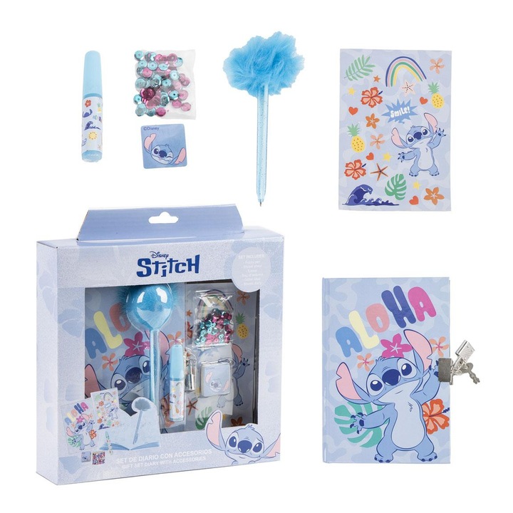 Lilo & Stitch Aloha Kék Napló Szett 6 kiegészítővel