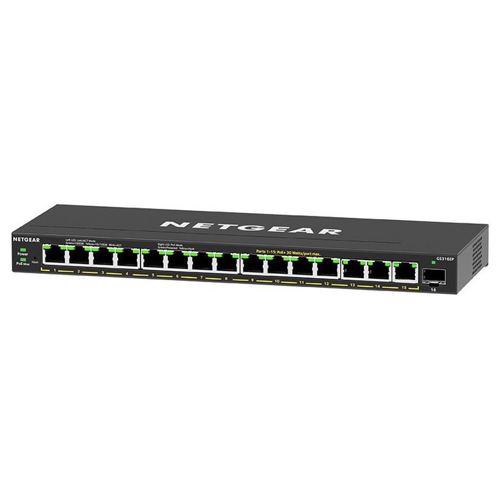 Switch NetGear GS316EP, 16 porturi, 10/100/1000 MBs