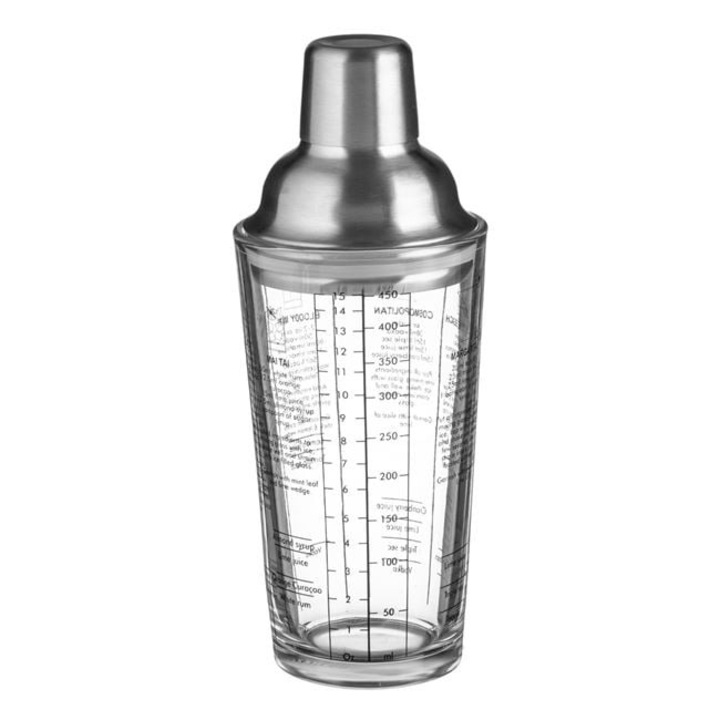 Antbro koktél shaker, üveg, rozsdamentes acél fedél, 450 ml, átlátszó