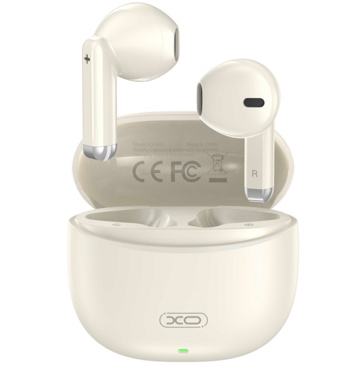 Vezeték nélküli In-Ear fülhallgató XO, TWS, X33, Bluetooth 5.3mm, 4 óra üzemidő, ABS, Bézs