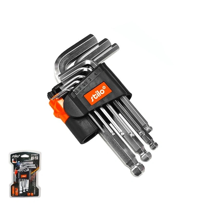 Set chei imbus hexagonale scurte magnetizate Stilo STI1801
