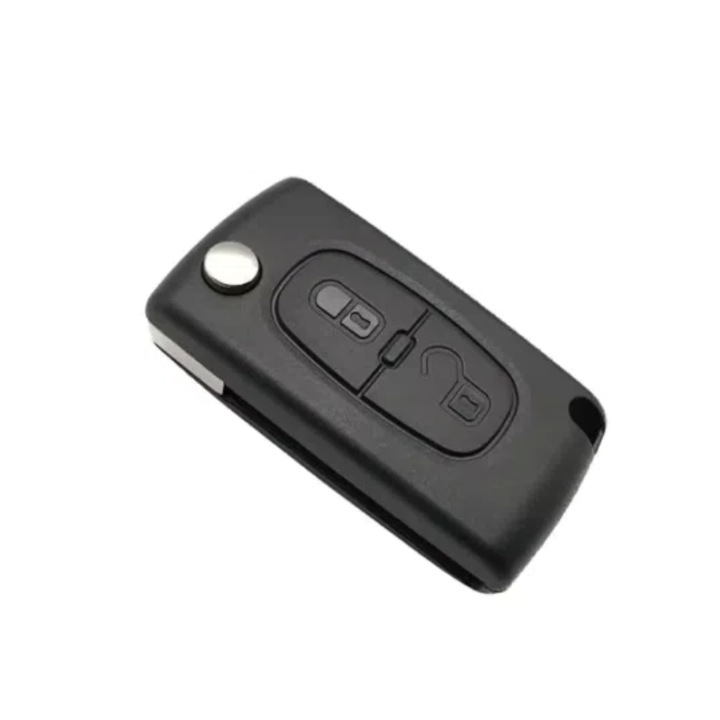 Carcasa cheie telecomanda flip de schimb compatibila cu Peugeot, Citroen, 207,307, 407, C2, C3, C4, C5, C6, C8, cu 307/VA2 lama, 2 butoane, CE0536