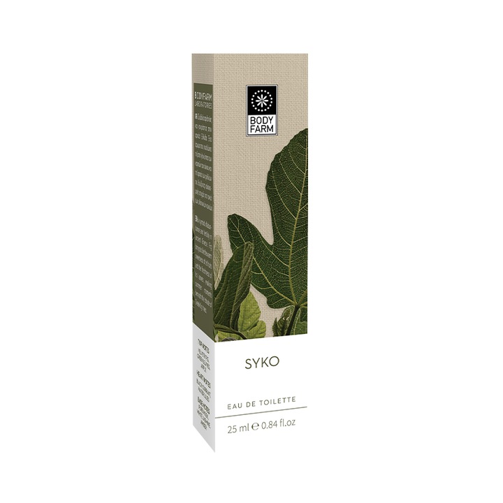 Apa de toaleta Bodyfarm Syko, Femei, 25ml, dulceata de smochin, prospetimea frunzelor