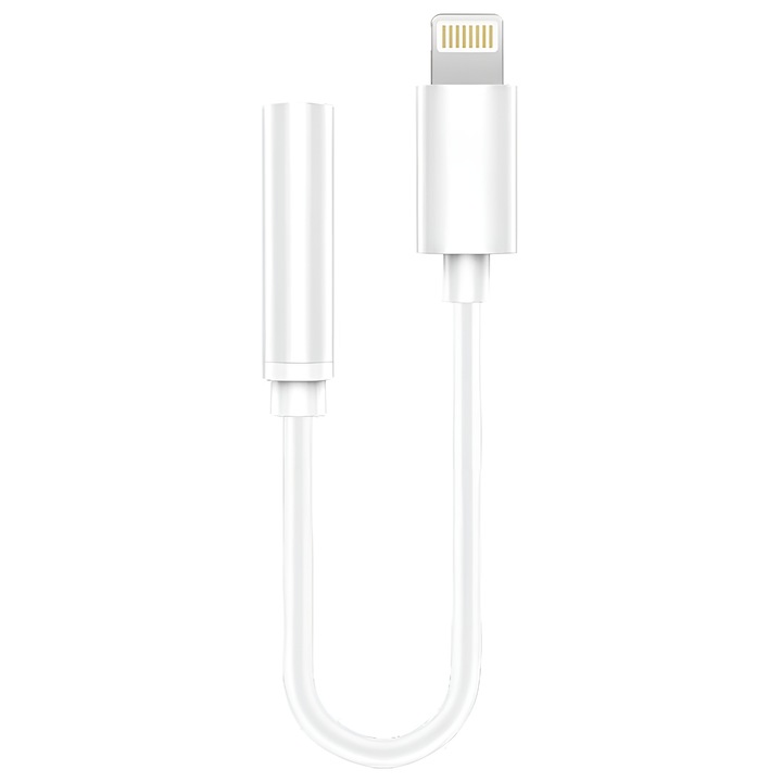 Audio adapter telefonhoz, lightning-ről 3.5 mm Jack-re, okostelefon kompatibilis, fehér