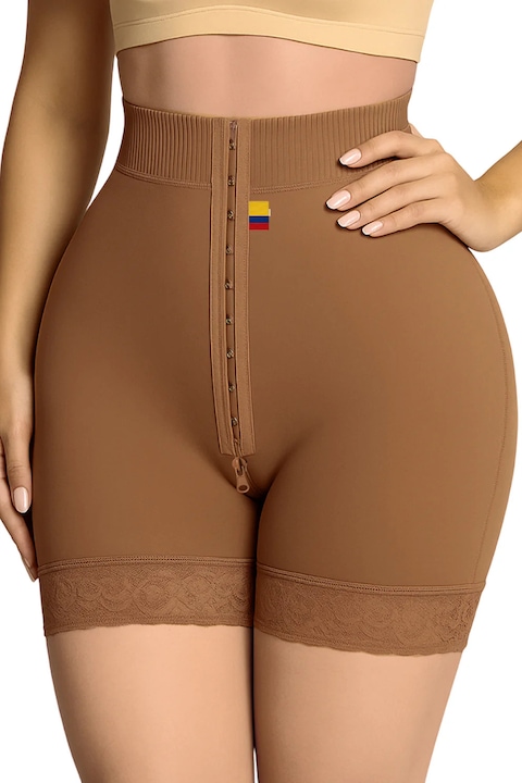 Стягащо боди Ellie Linovit, С ефект на контрол на корема и повдигане на седалището, Кафяв